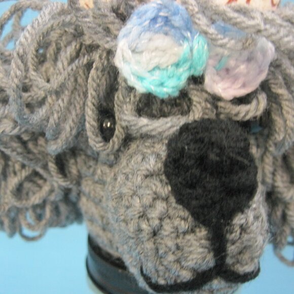 Handmade Crochet Poodle Puppy Dogs  SILVER Cup Cozy - Picture 2 of 5